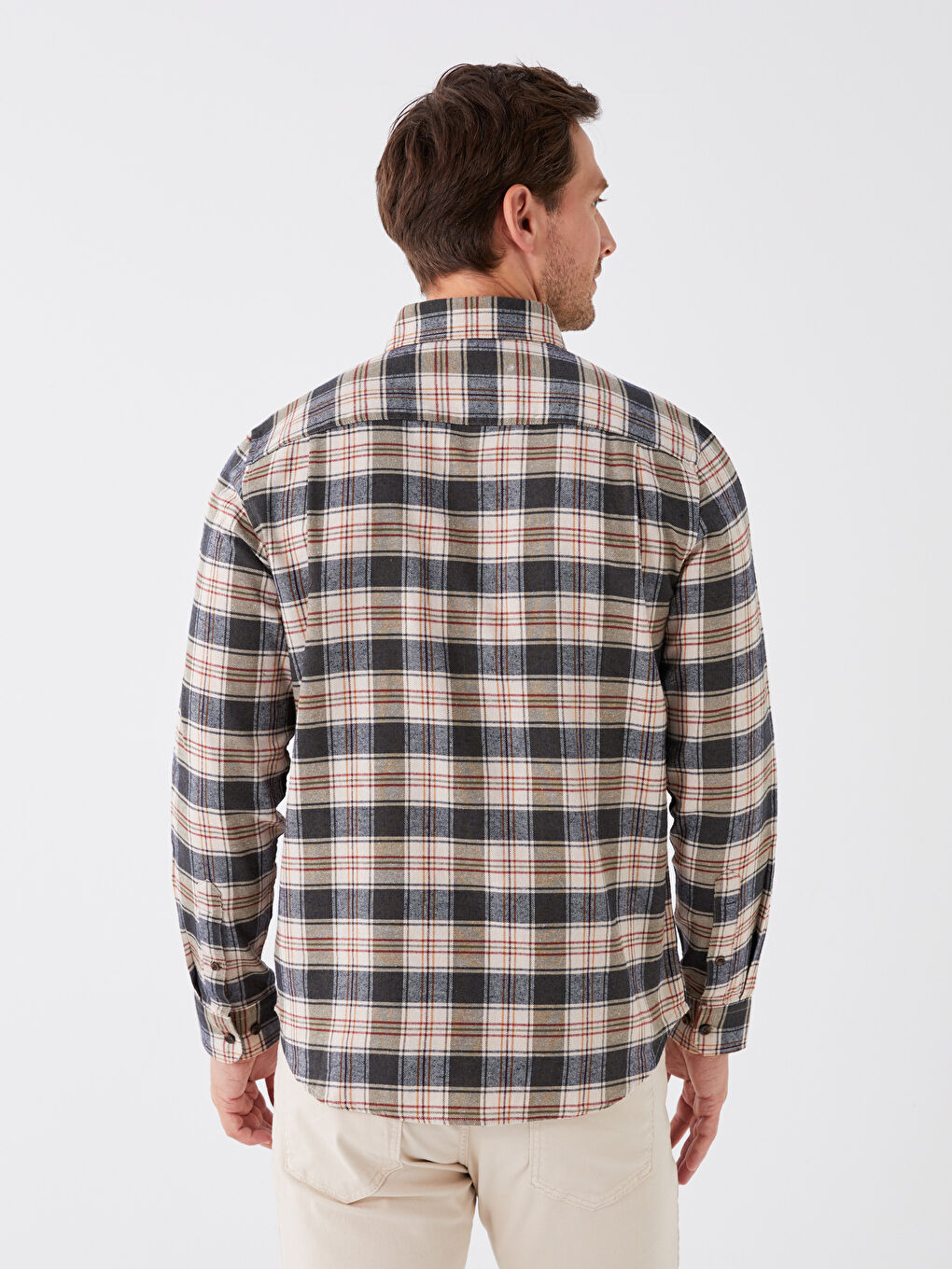 LCWAIKIKI Classic Regular Fit Long Sleeve Plaid Gabardine Men's Shirt -W3AY69Z8-LMU