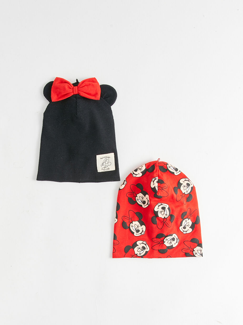 LCW baby Siyah Minnie Mouse Baskılı Kız Bebek Bere 2'li