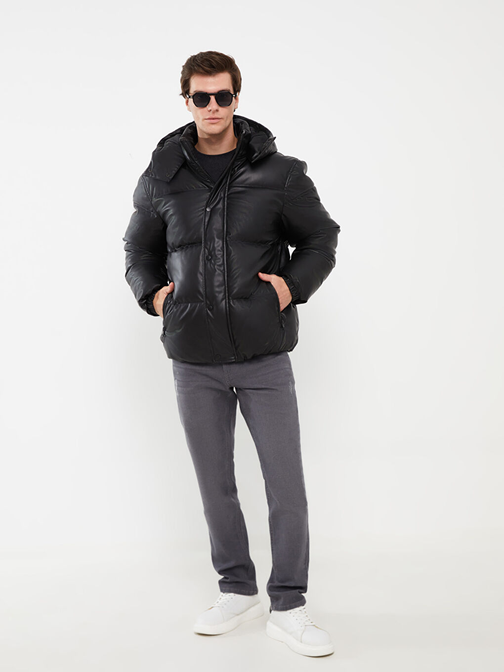 Relaxed Fit Hooded Men's Puffer Coat-1