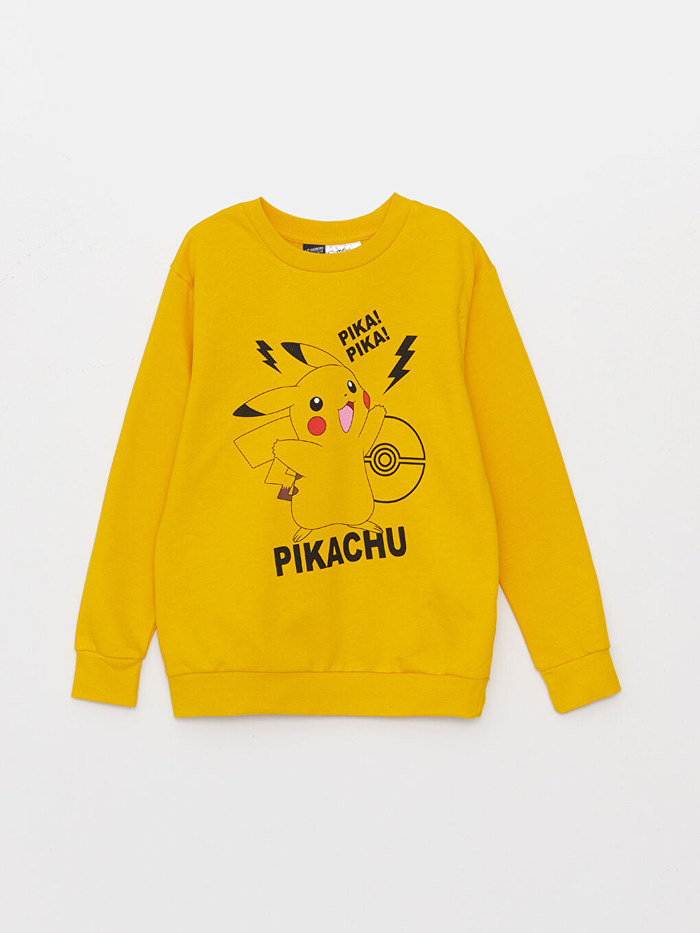 LCW Kids Sarı Bisiklet Yaka Pikachu Baskılı Uzun  Kollu Erkek Çocuk Sweatshirt