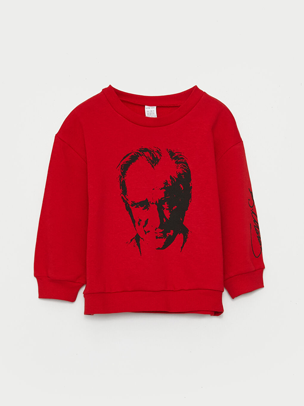 LCW baby Kırmızı Bisiklet Yaka Uzun Kollu Atatürk Baskılı Kız Bebek Sweatshirt - 2