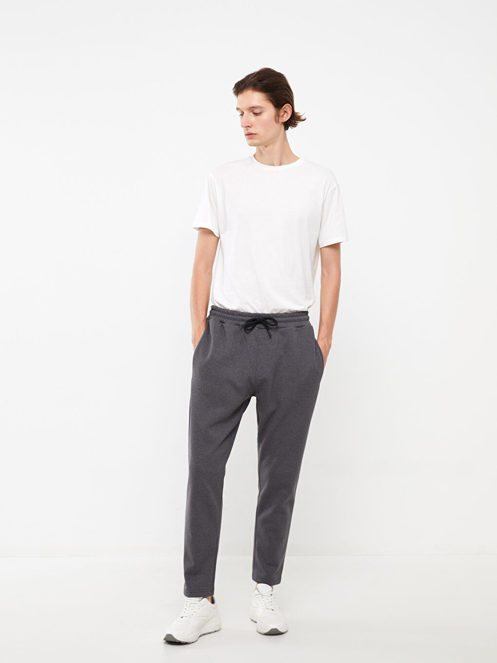 Antrasit Slim Fit Erkek Kalın Eşofman Altı