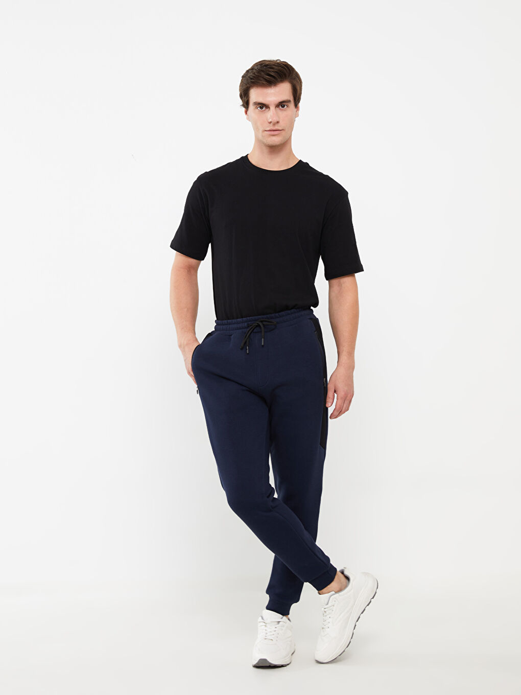 Lacivert Slim Fit Erkek Kalın Jogger Eşofman Altı