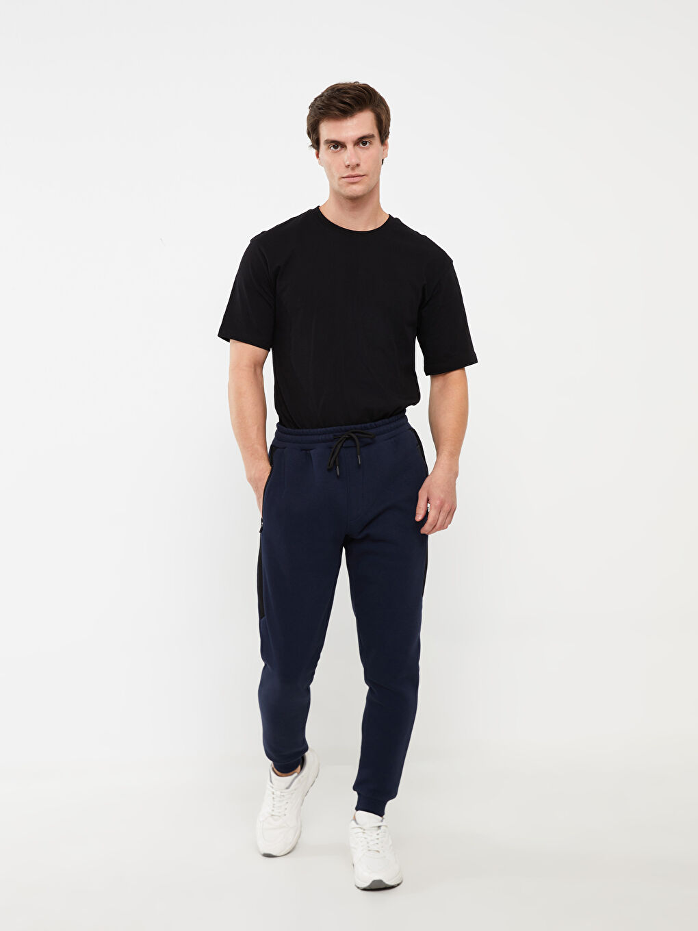 Lacivert Slim Fit Erkek Kalın Jogger Eşofman Altı-1