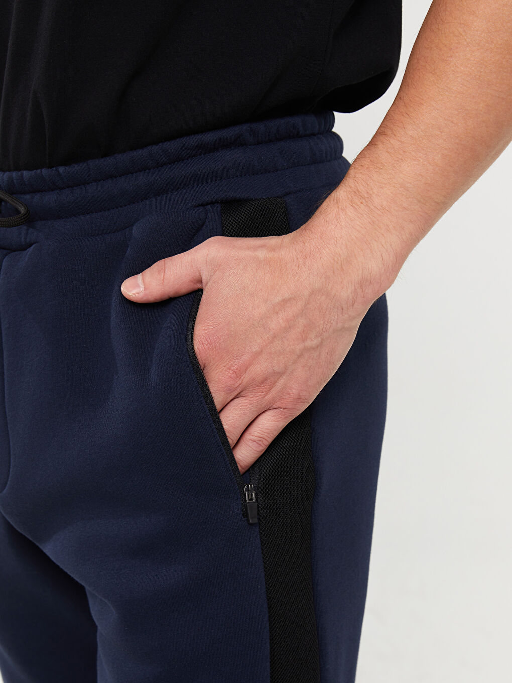 Lacivert Slim Fit Erkek Kalın Jogger Eşofman Altı-2