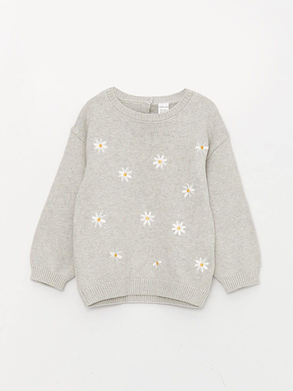 LCW baby Crew Neck Embroidery Detailed Baby Girl Knitwear Sweater -W3BB59Z1-V44