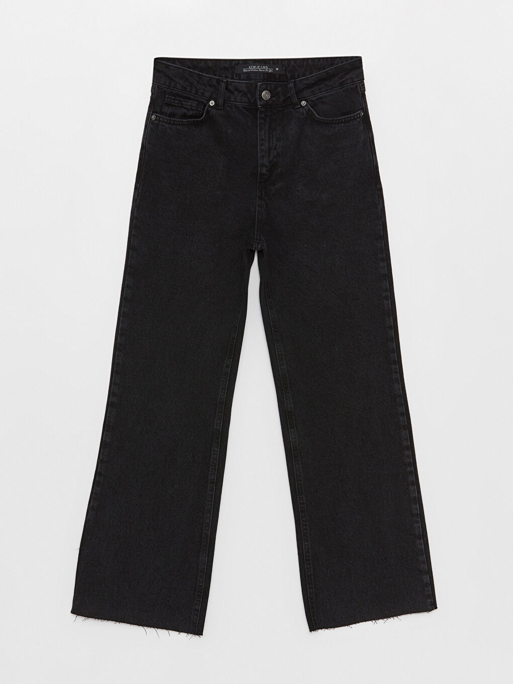 Siyah Wideleg Kadın Jean Pantolon-5