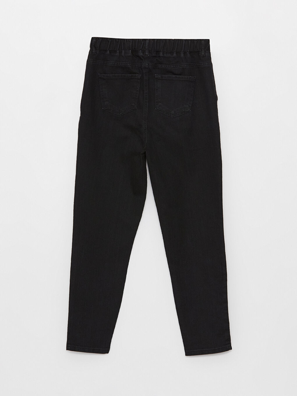 Siyah Beli Lastikli Straight Fit Kadın Jean Pantolon-5