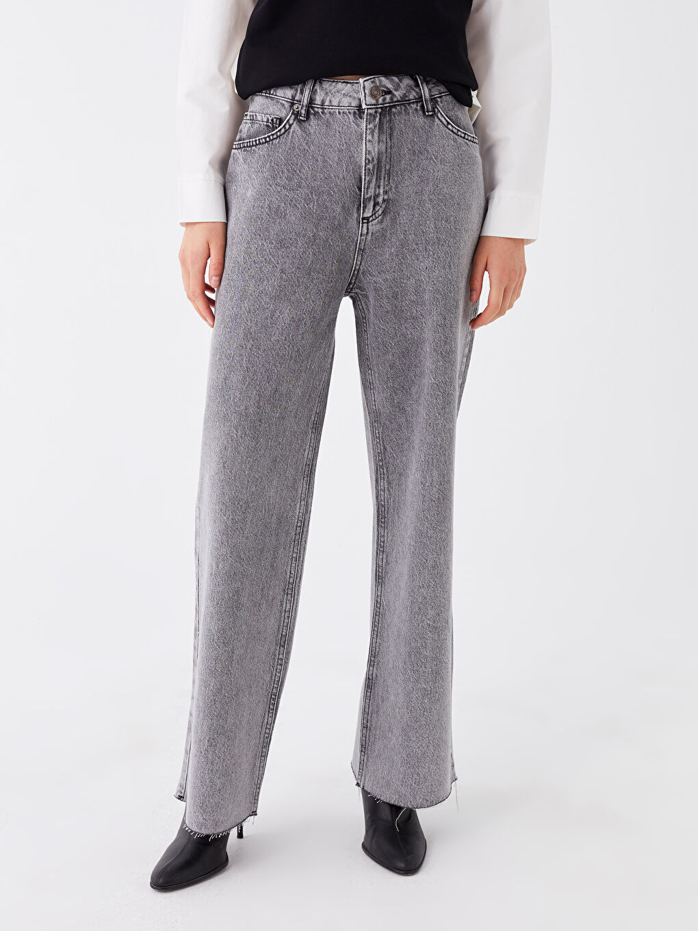 LCW Modest Lıght Grey Rodeo Straight Fit Kadın Jean Pantolon - 2