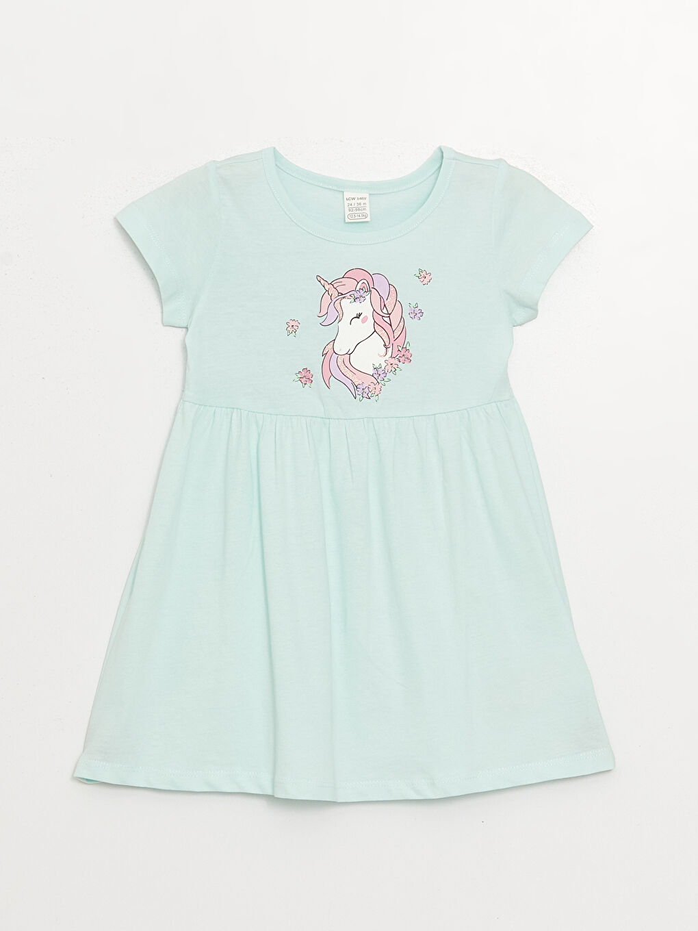 მრგვალი საყელო ნაბეჭდი ახალშობილი გოგონებისთვის კაბა