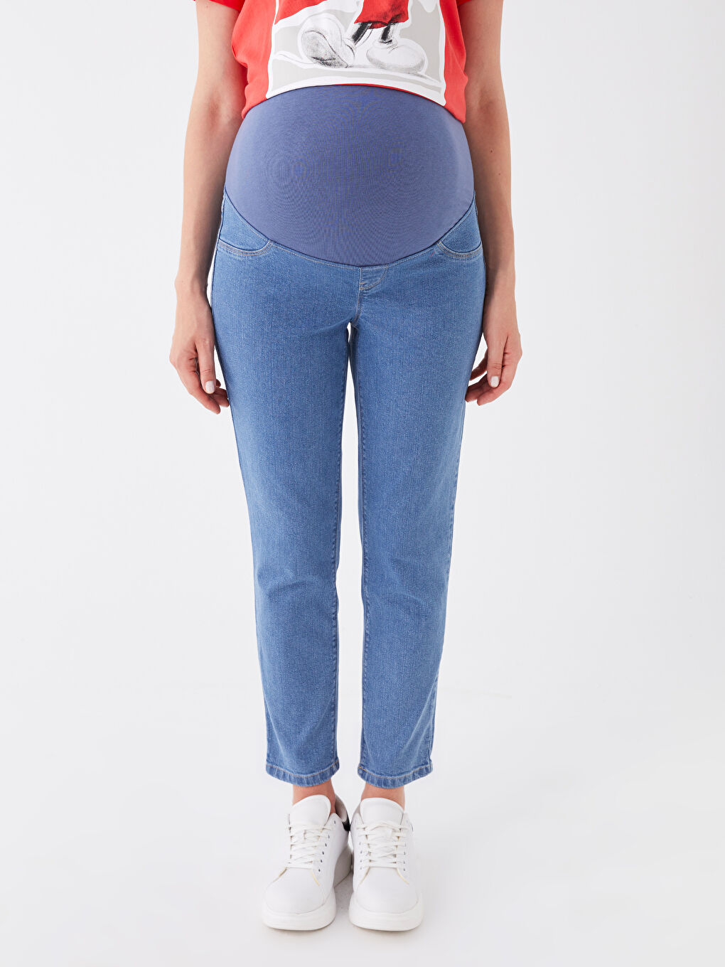 LCWAIKIKI Maternity Orta İndigo Rodeo Karın Panelli Slim Mom Fit Hamile Jean Pantolon - 3