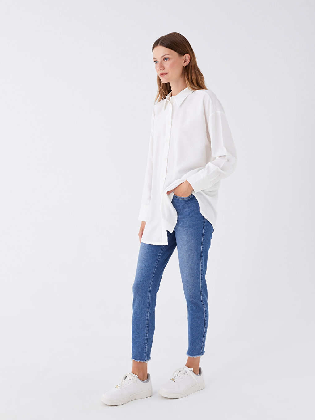 İndigo Mom Fit Kadın Jean Pantolon-1