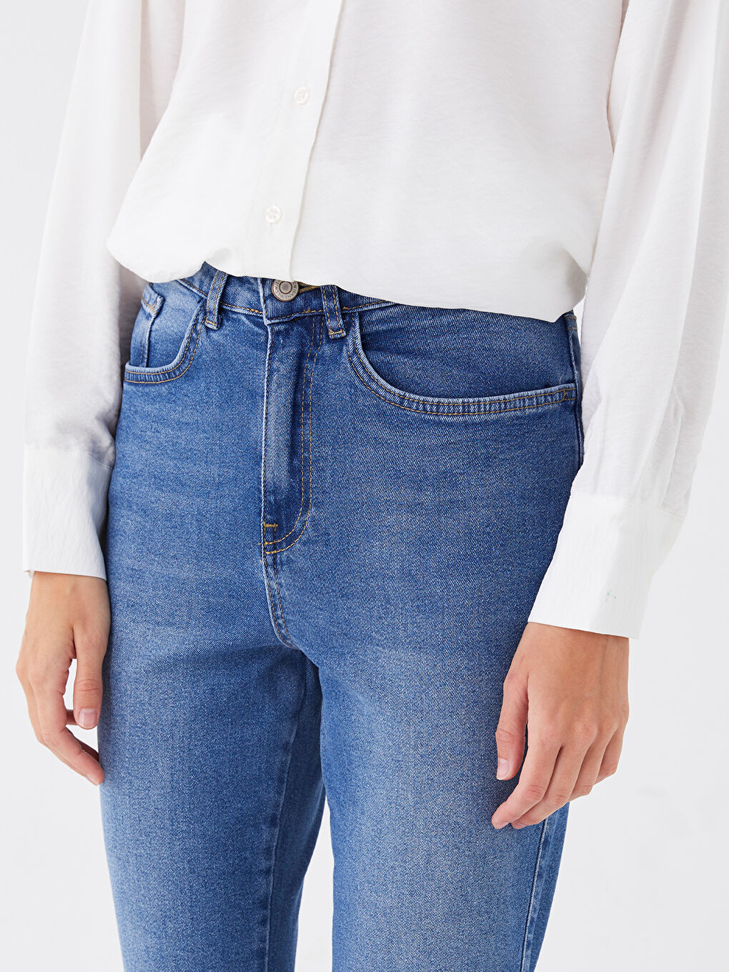 İndigo Mom Fit Kadın Jean Pantolon-2