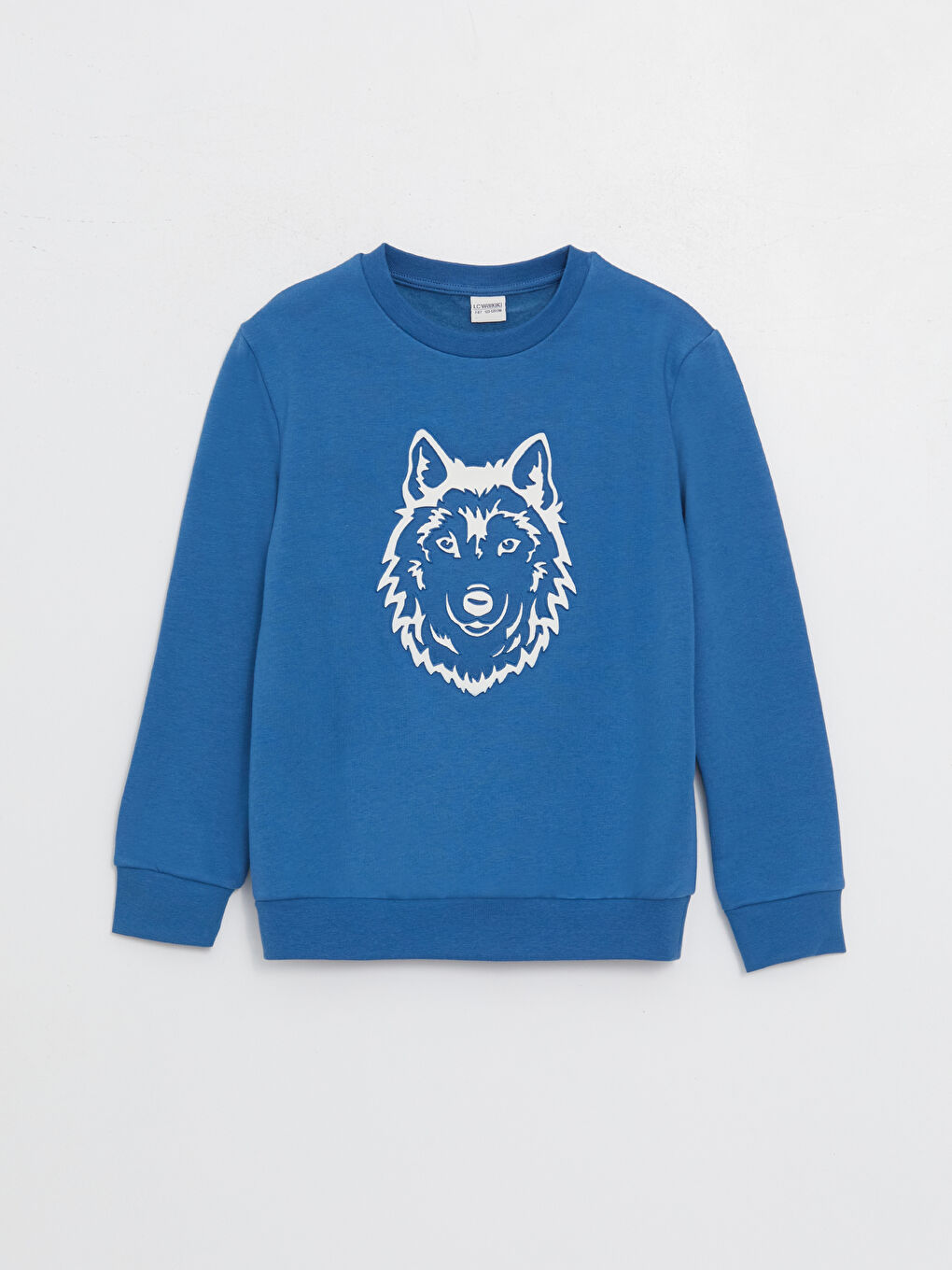 Mavi Bisiklet Yaka Baskılı Uzun Kollu Erkek Çocuk Sweatshirt