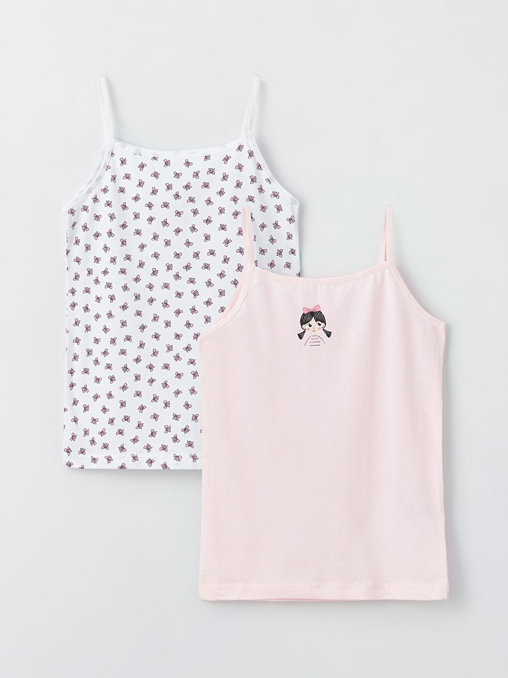 LCW Kids Square Collar Printed Strappy Girls' Vest 2 Pack -W3BC39Z4-QWN