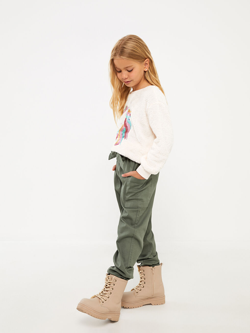 Elastic Waist Girl Jogger Trousers