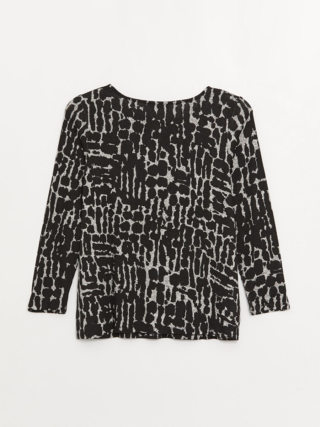 Crew Neck Patterned Long Sleeve Women's Blouse-6