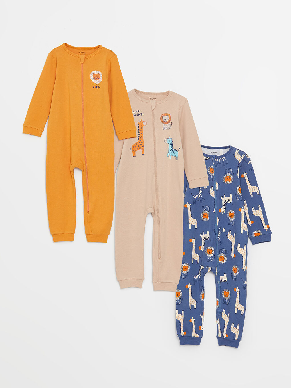 Mavi Bisiklet Yaka Uzun Kollu Baskılı Erkek Bebek Tulum 3'lü