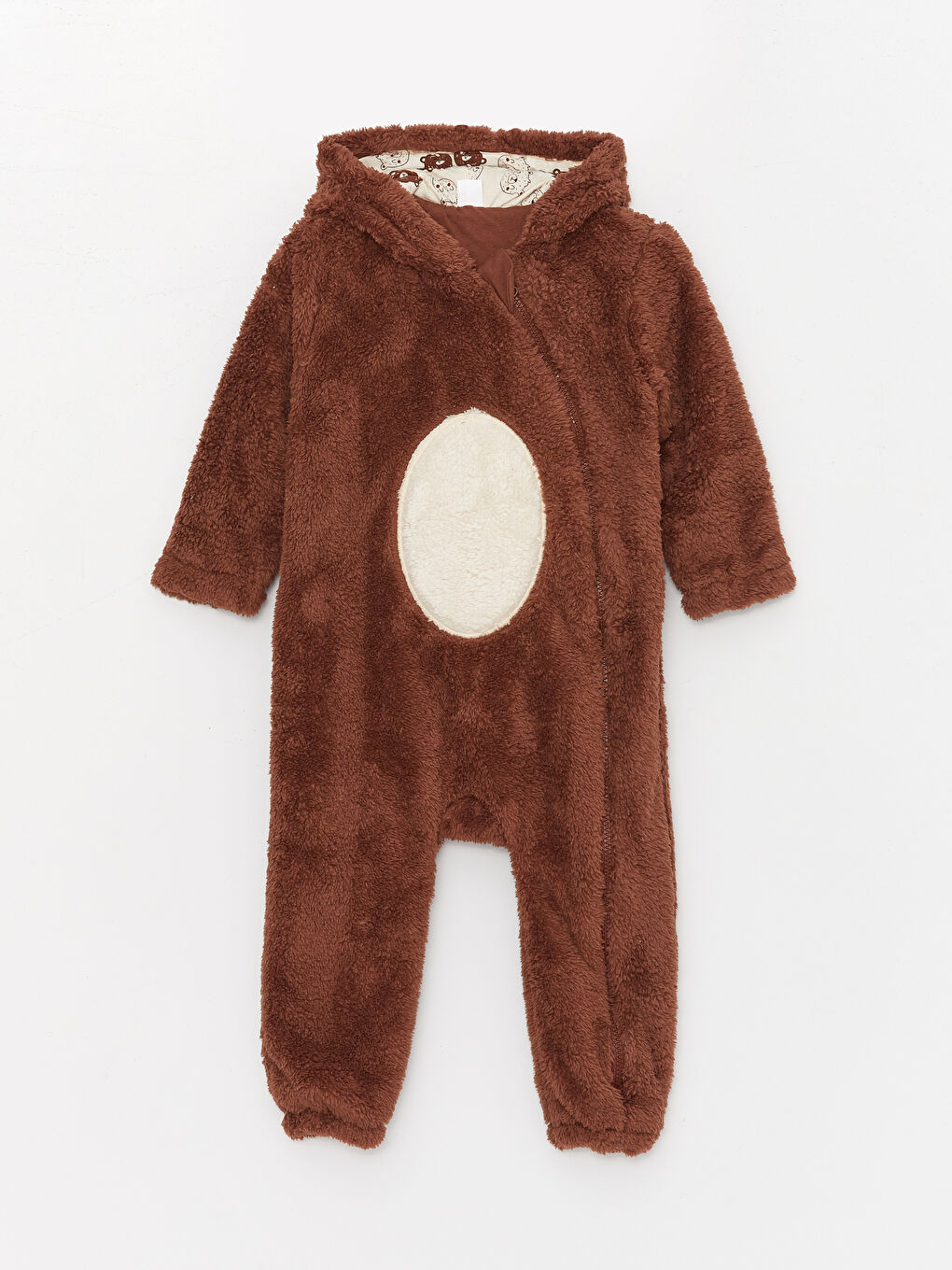 Hooded Baby Boy Plush Jumpsuit (0-12 Months With Booties, 12 Months+ Without Booties)-4