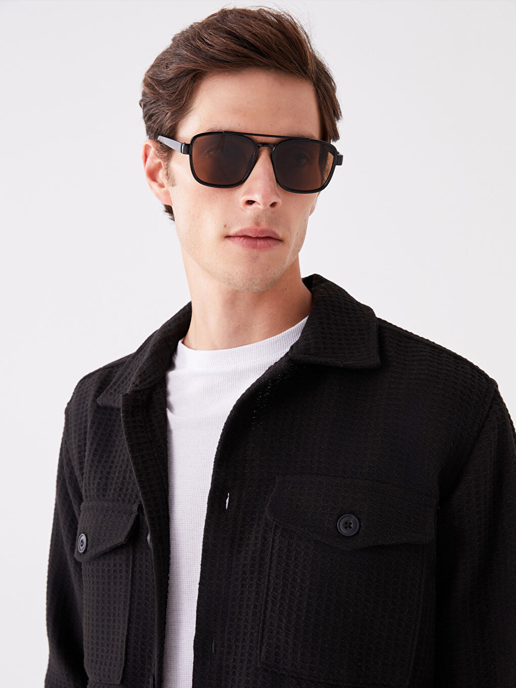 Рубашка-куртка с длинным рукавом стандартного кроя для мужчин-1