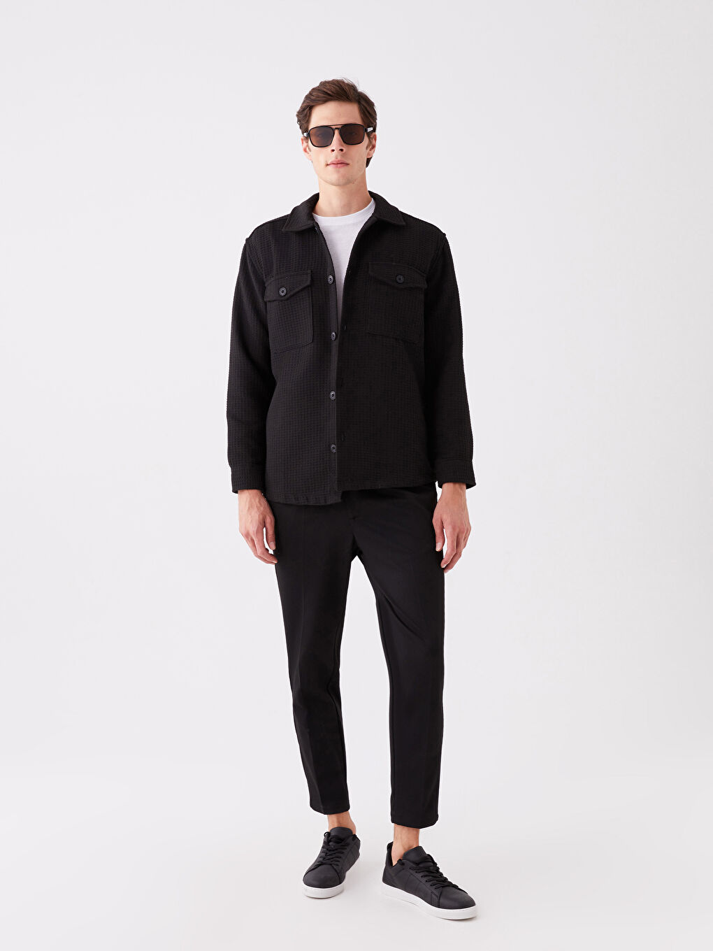 Рубашка-куртка с длинным рукавом стандартного кроя для мужчин-2