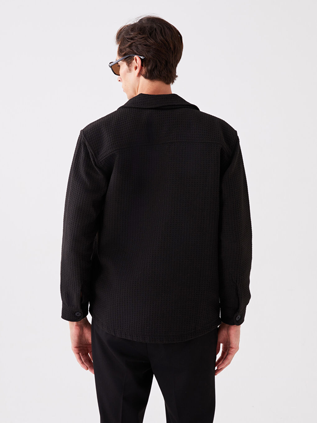 Рубашка-куртка с длинным рукавом стандартного кроя для мужчин-3