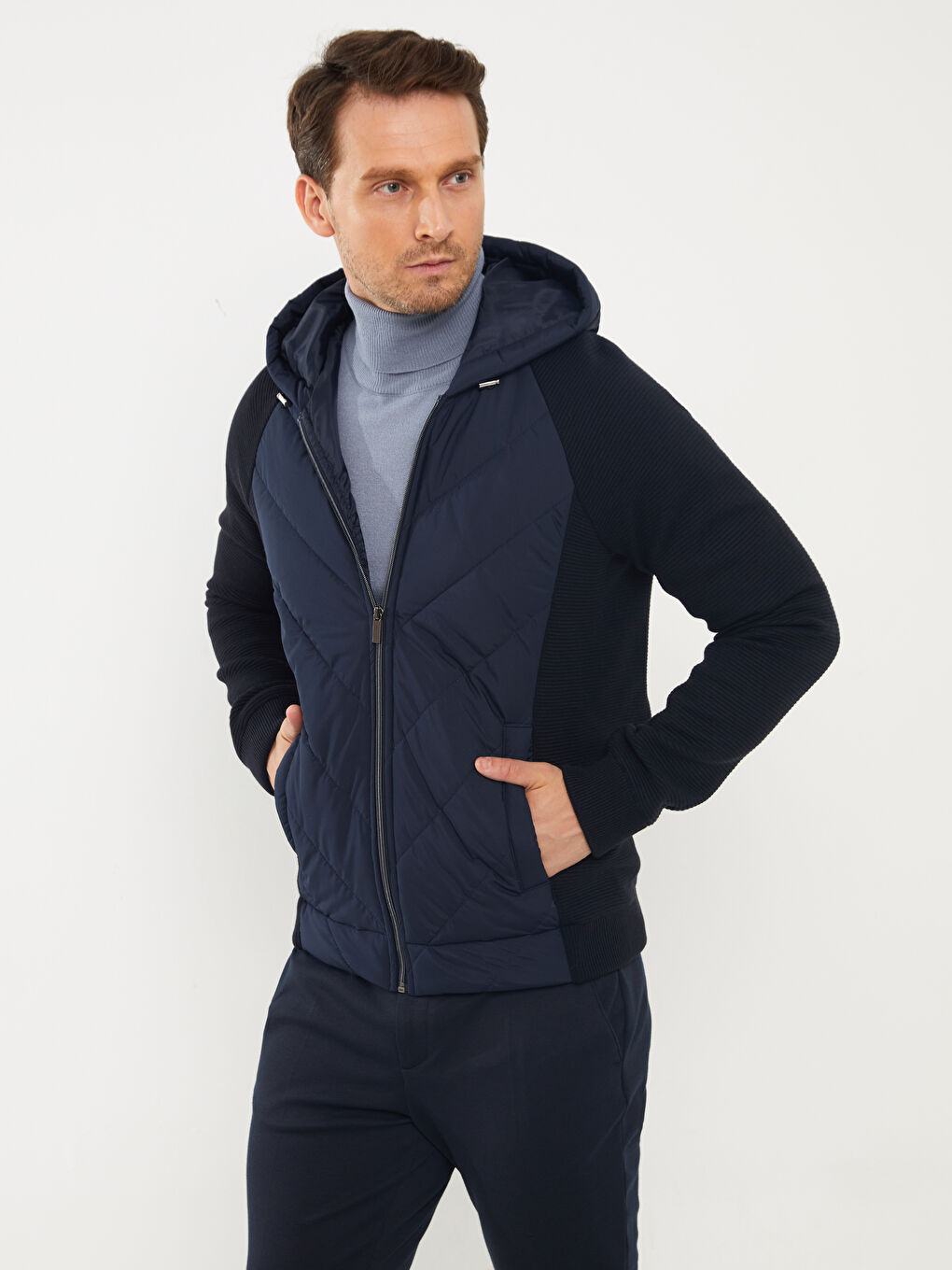 Slim Fit Hooded Men's Tricot Coat