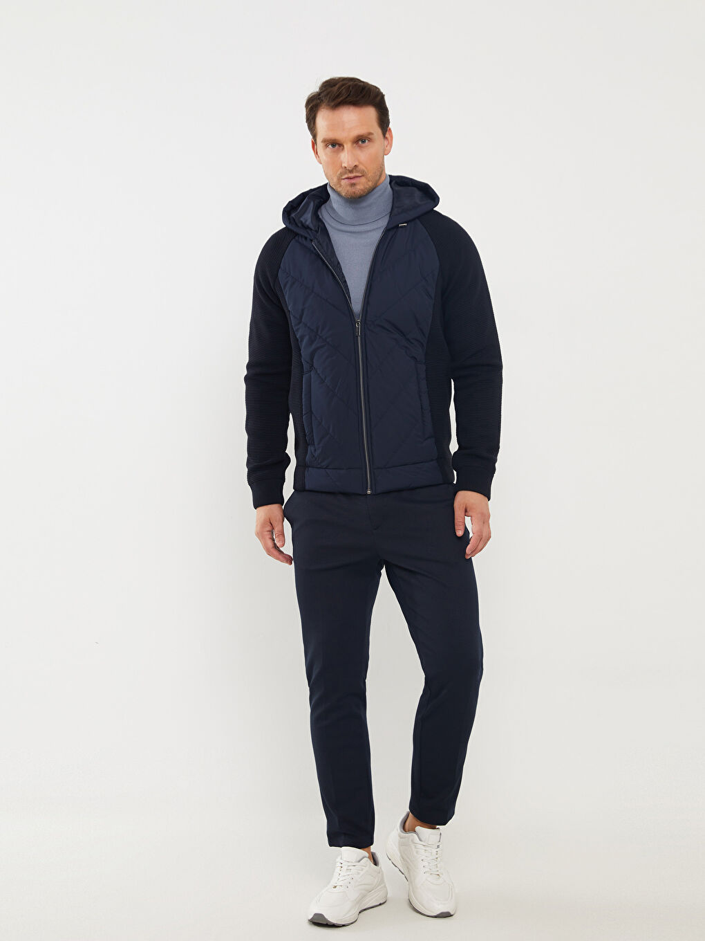 Slim Fit Hooded Men's Tricot Coat-1