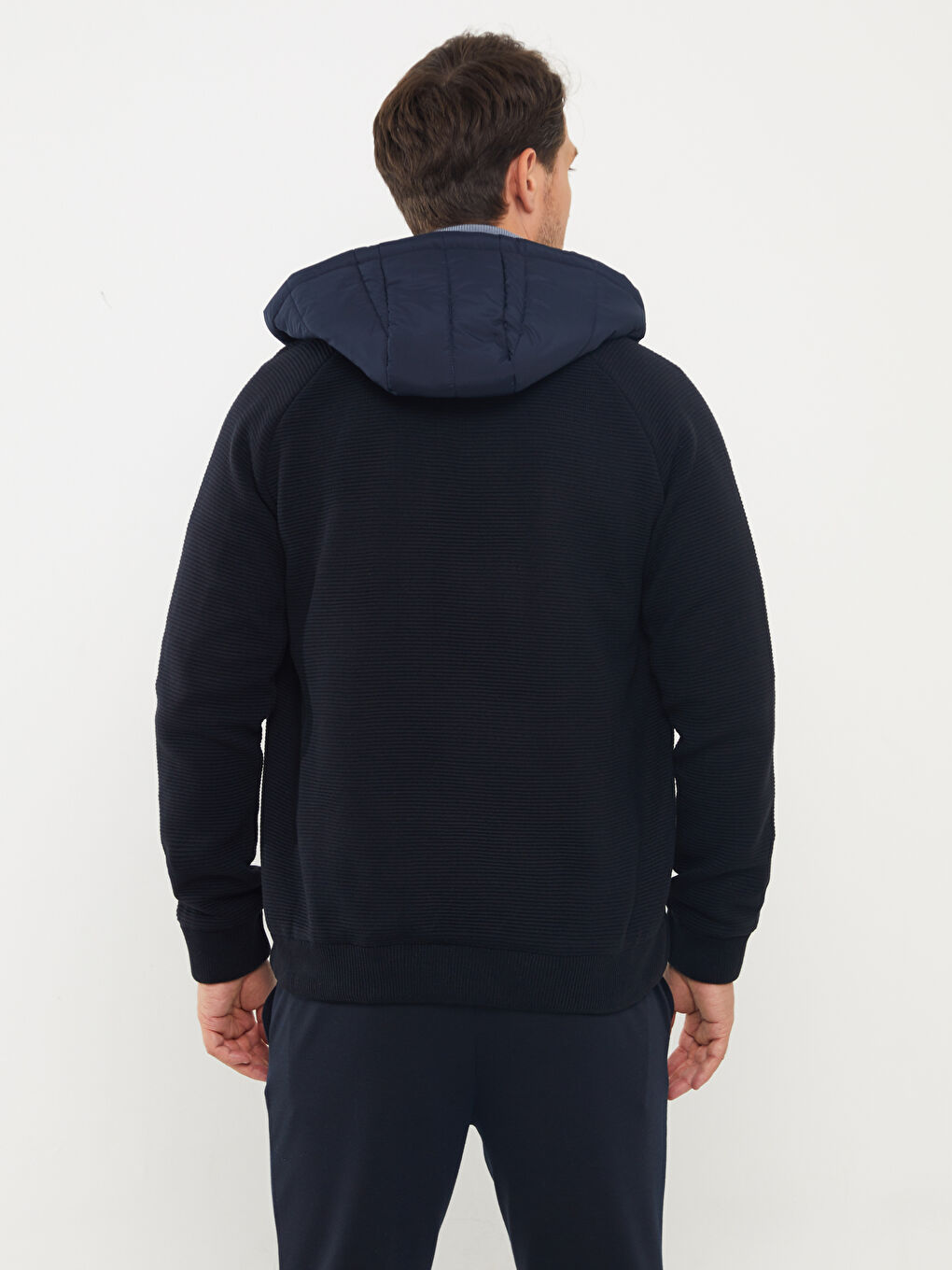 Slim Fit Hooded Men's Tricot Coat-4