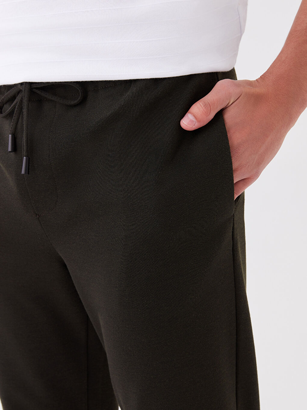 Haki Dar Kalıp Erkek Chino Pantolon-2