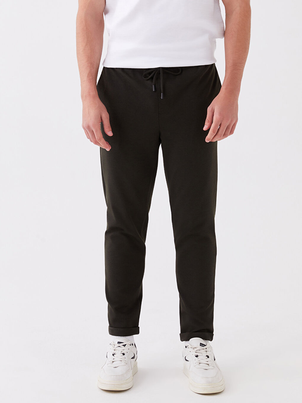 Haki Dar Kalıp Erkek Chino Pantolon-3