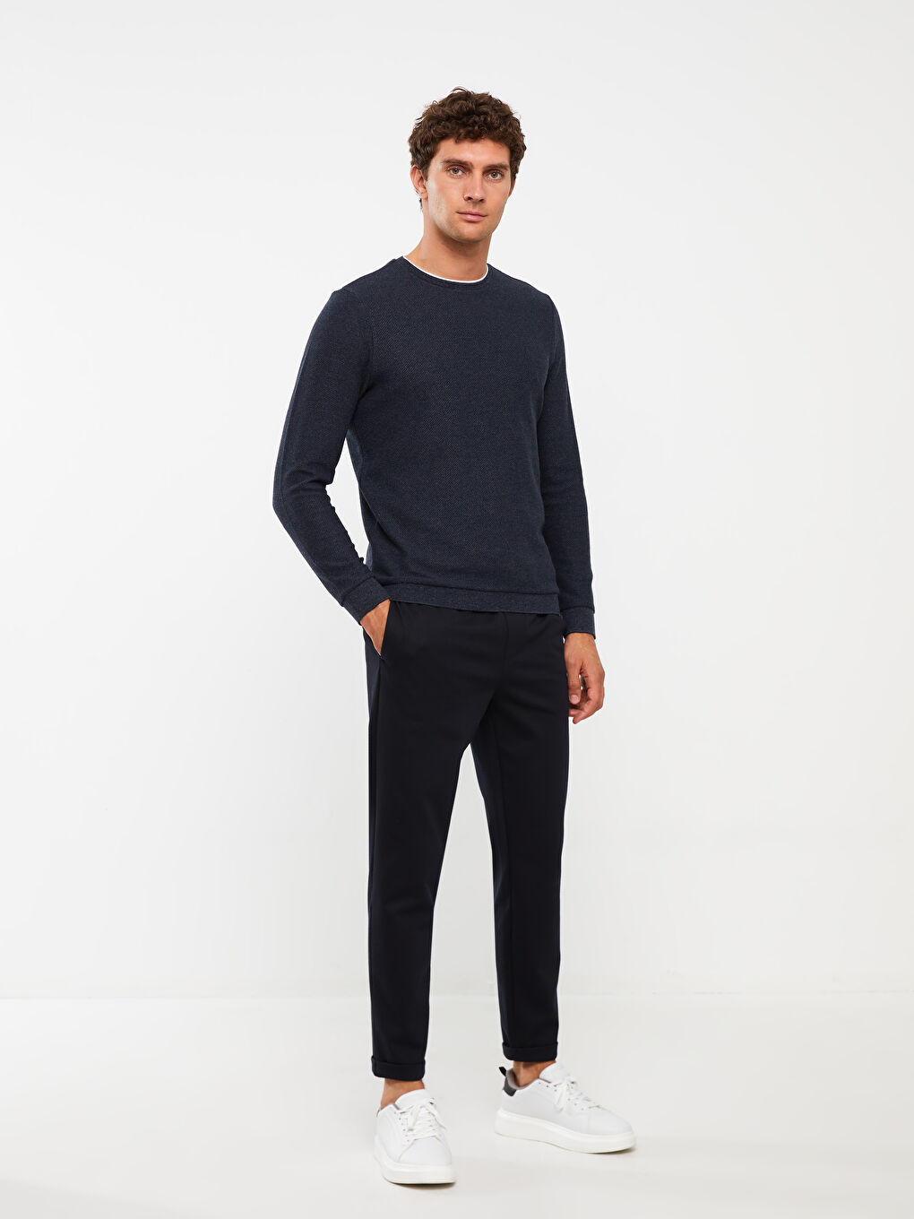 Lacivert Dar Kalıp Erkek Chino Pantolon