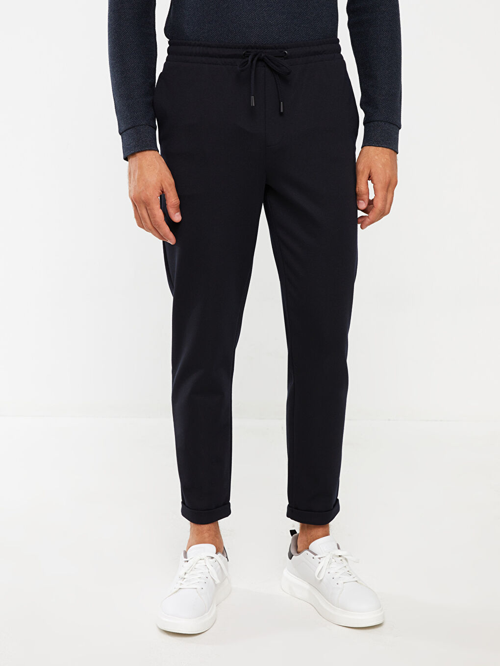 Lacivert Dar Kalıp Erkek Chino Pantolon-2