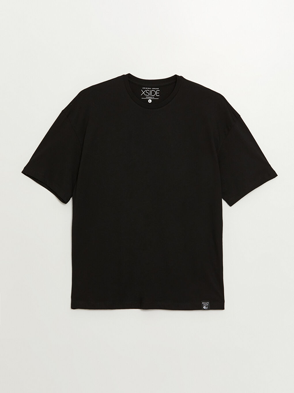 Siyah Oversize Bisiklet Yaka Kısa Kollu Erkek Tişört-5