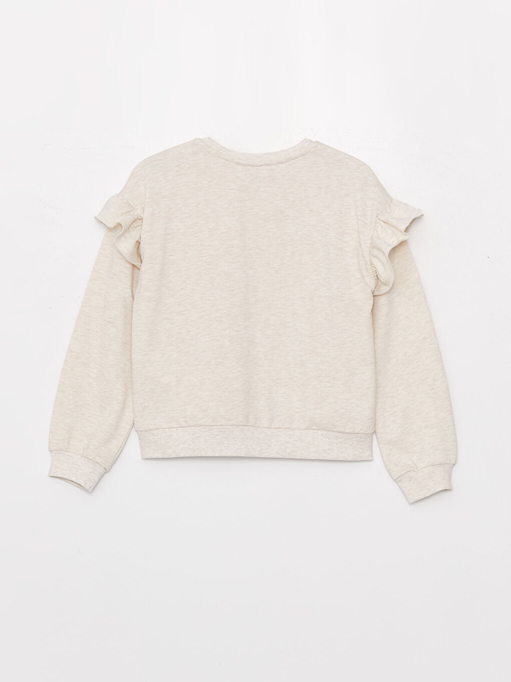 Ekru Bisiklet Yaka Baskılı Uzun Kollu Kız Çocuk Sweatshirt ve Tayt-2