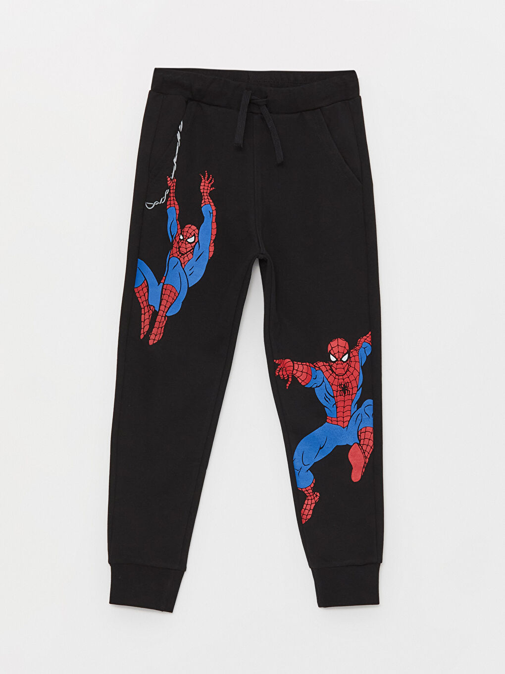 LCW Kids Siyah Beli Lastikli Spiderman Baskılı Erkek Çocuk Jogger Eşofman Altı