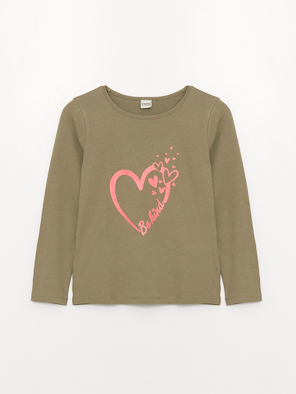 Crew Neck Printed Long Sleeve Girls' T-Shirt