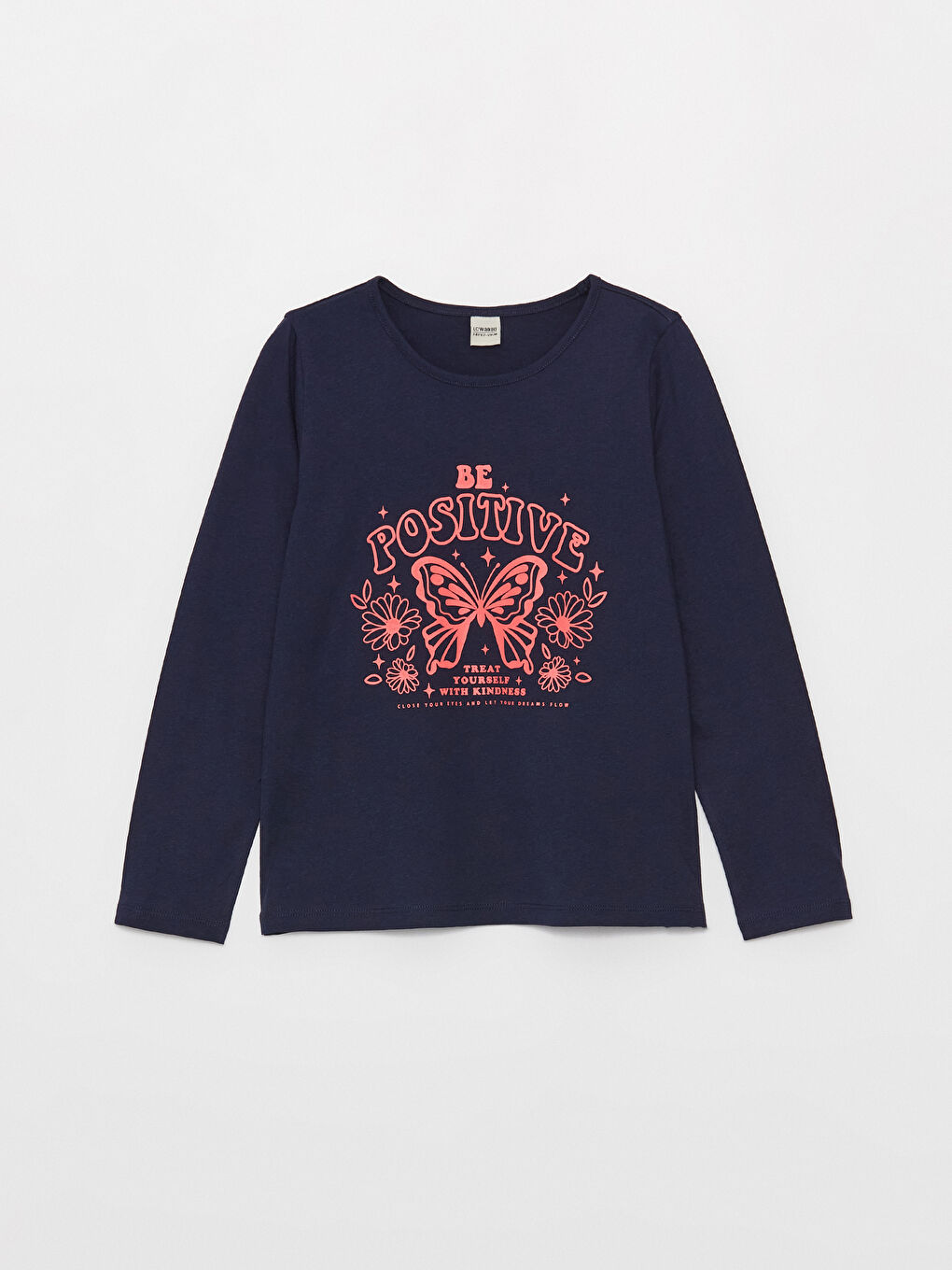 Crew Neck Printed Long Sleeve Girls' T-Shirt