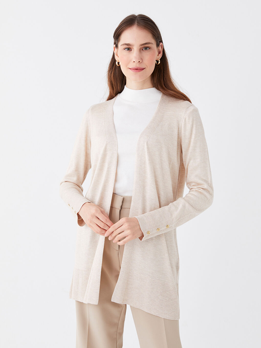 Shawl Collar Plain Long Sleeve Women's Knitwear Cardigan-1