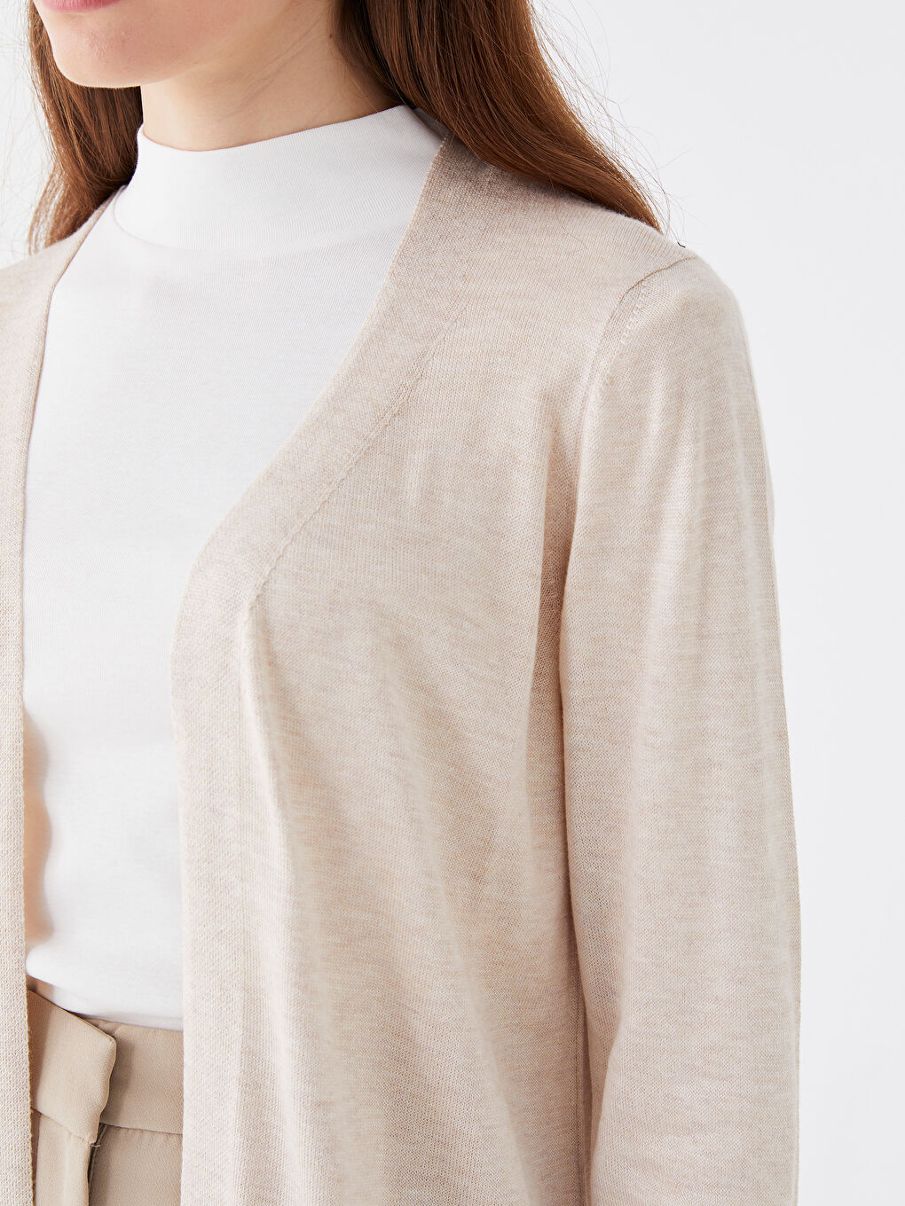 Shawl Collar Plain Long Sleeve Women's Knitwear Cardigan-2