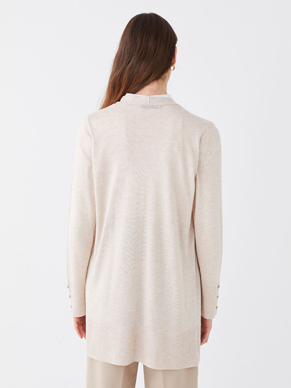 Shawl Collar Plain Long Sleeve Women's Knitwear Cardigan-3