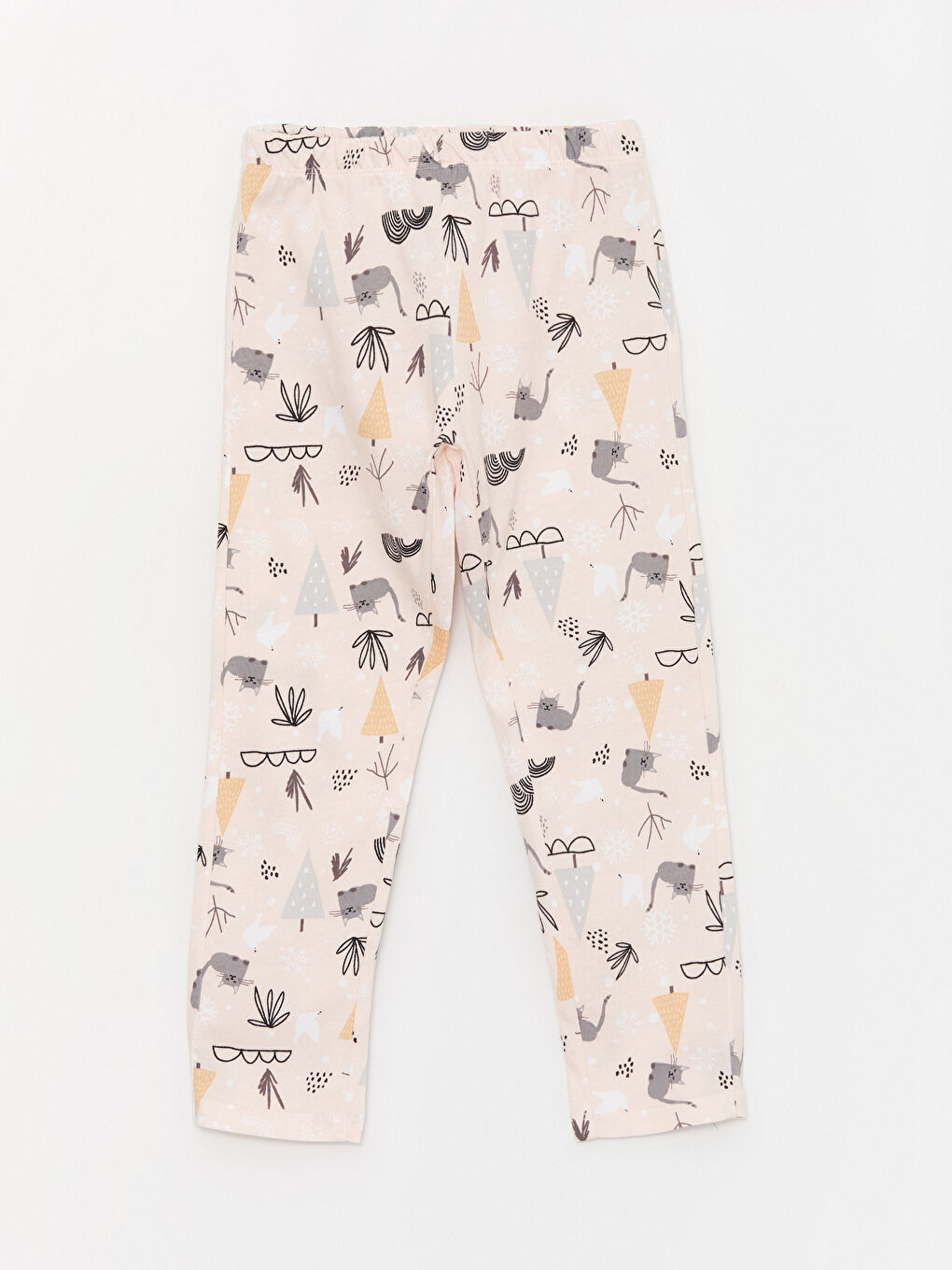 طقم بيجاما للبنات كم طويل منقوش بياقة قميص-4