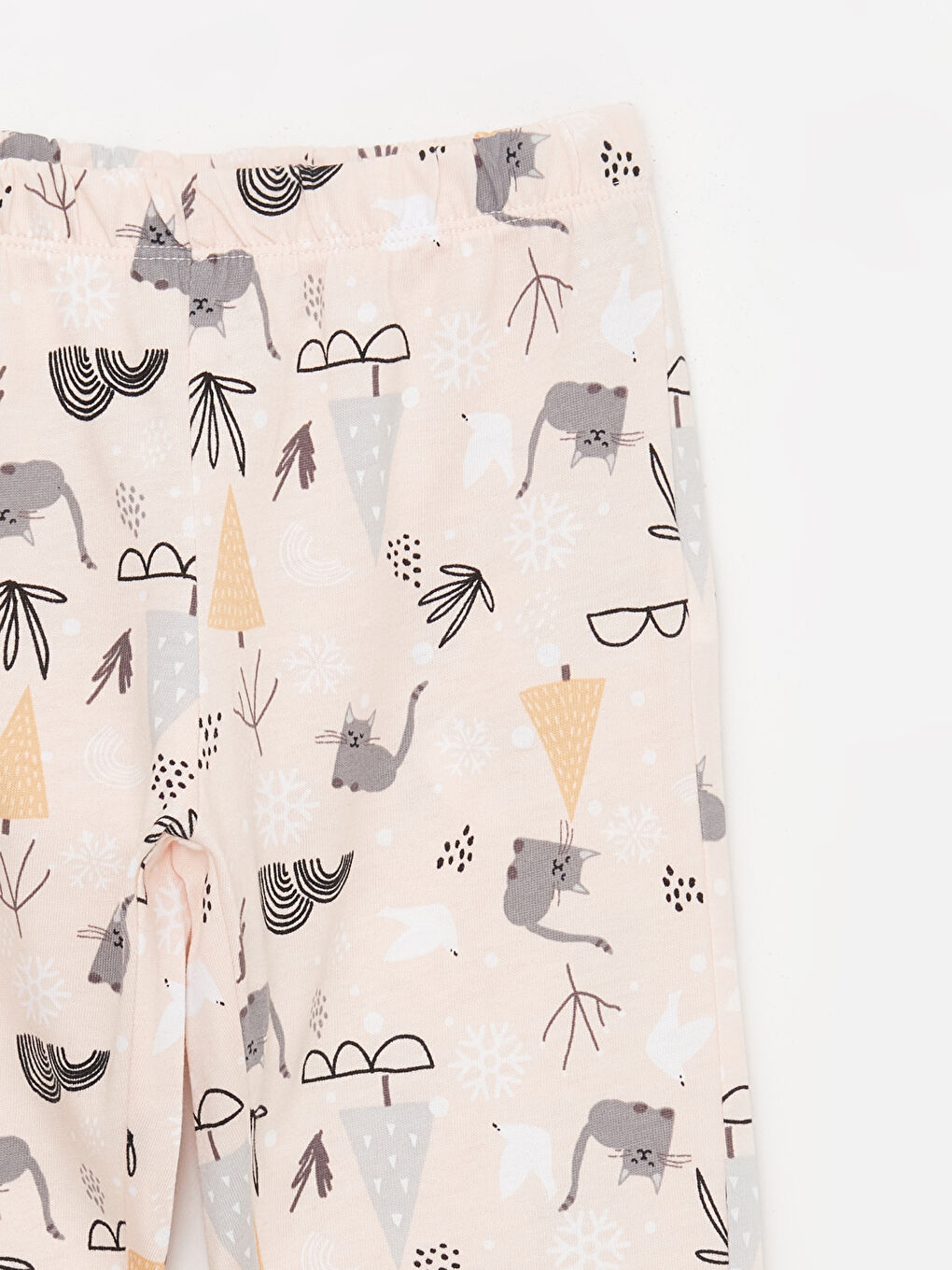 طقم بيجاما للبنات كم طويل منقوش بياقة قميص-5