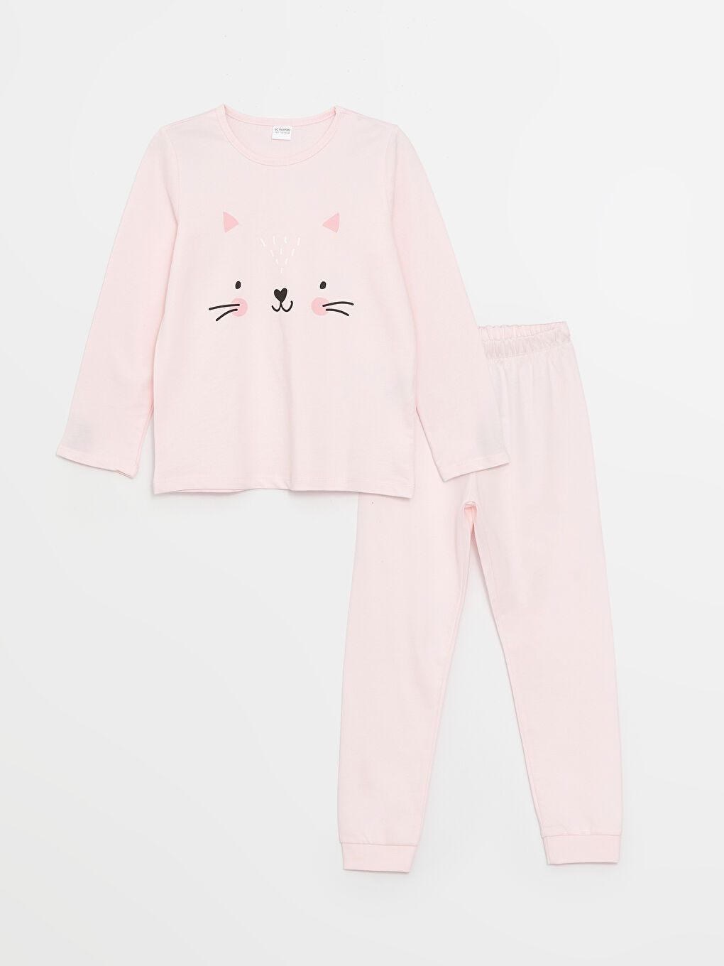 Pembe Bisiklet Yaka Baskılı Uzun Kollu Kız Çocuk Pijama Takımı