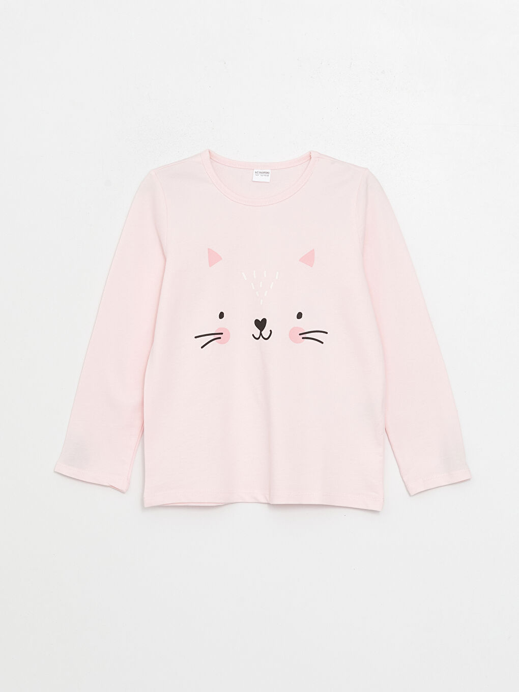 Pembe Bisiklet Yaka Baskılı Uzun Kollu Kız Çocuk Pijama Takımı-1