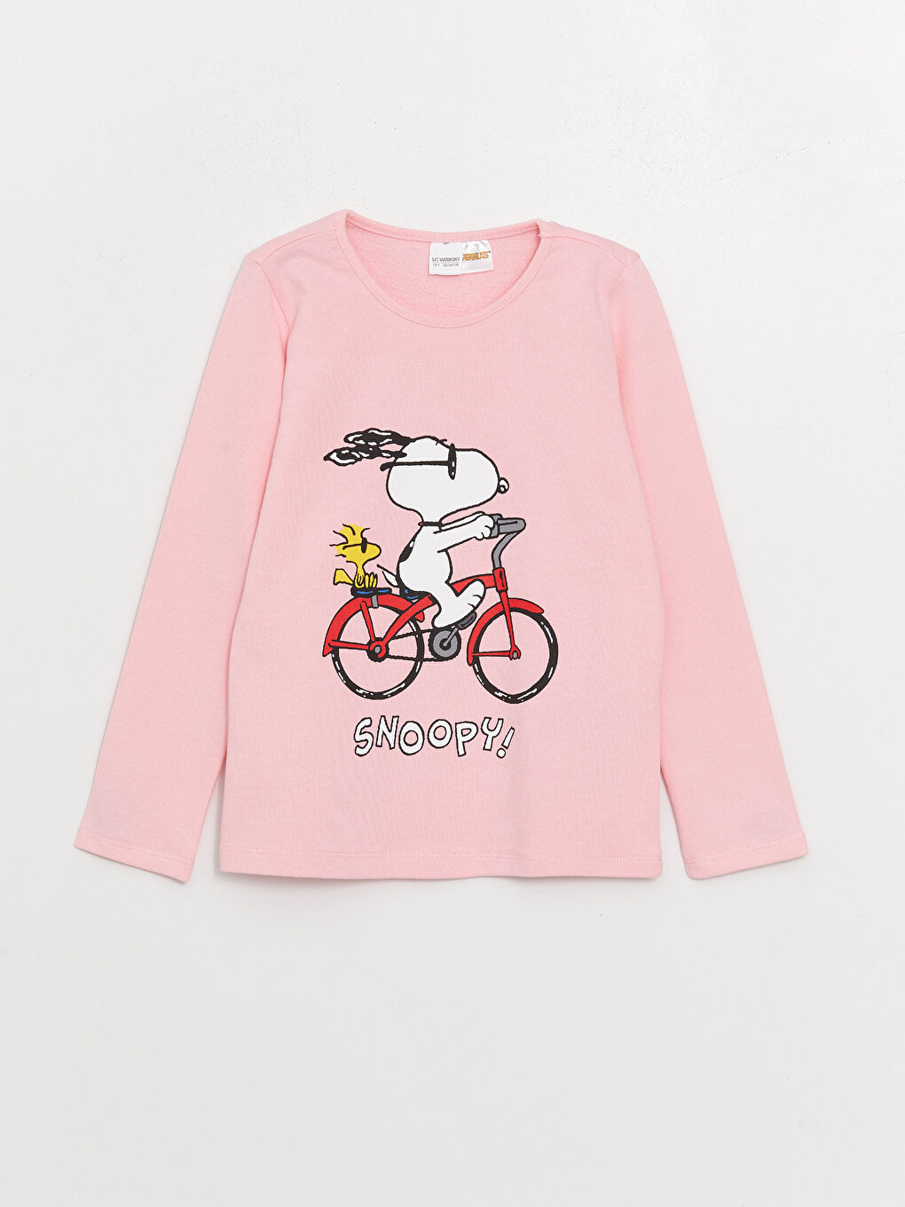 LCW Kids Pembe Bisiklet Yaka Snoopy Baskılı Uzun Kollu Kız Çocuk Pijama Takımı - 1