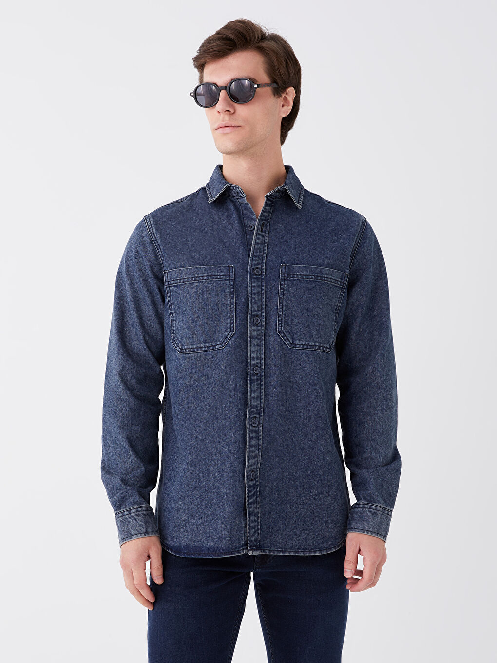 LCW Jeans Regular Fit Long Sleeve Men's Denim Shirt -W3BF85Z8-H45