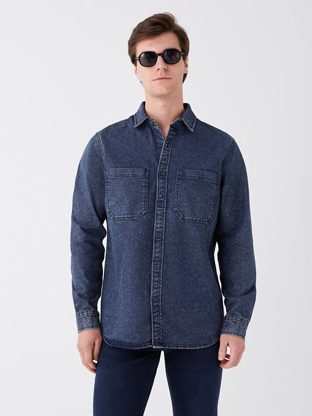 LCW Jeans Regular Fit Long Sleeve Men's Denim Shirt -W3BF85Z8-H45