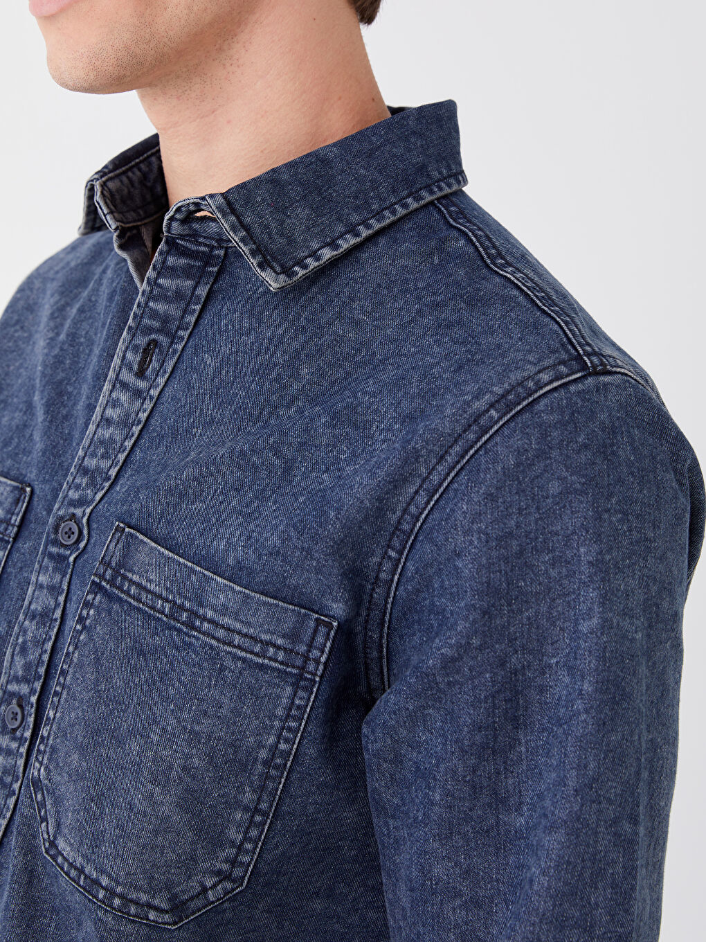 LCW Jeans Regular Fit Long Sleeve Men's Denim Shirt -W3BF85Z8-H45