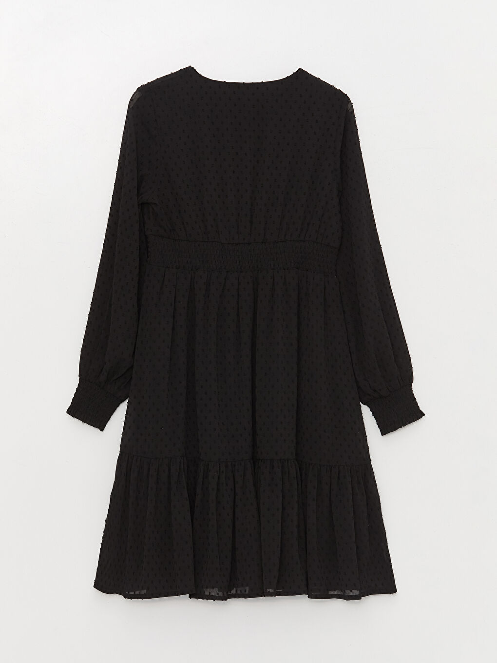 V Neck Self-Patterned Long Sleeve Maternity Dress-6